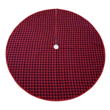 Homespun Holiday Red & Black Buffalo Plaid Oversized Tree Skirt, 72"