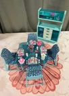 Vintage 1978 Barbie Dream House Blue Dining Room Set w/ 4 Chairs and Hutch