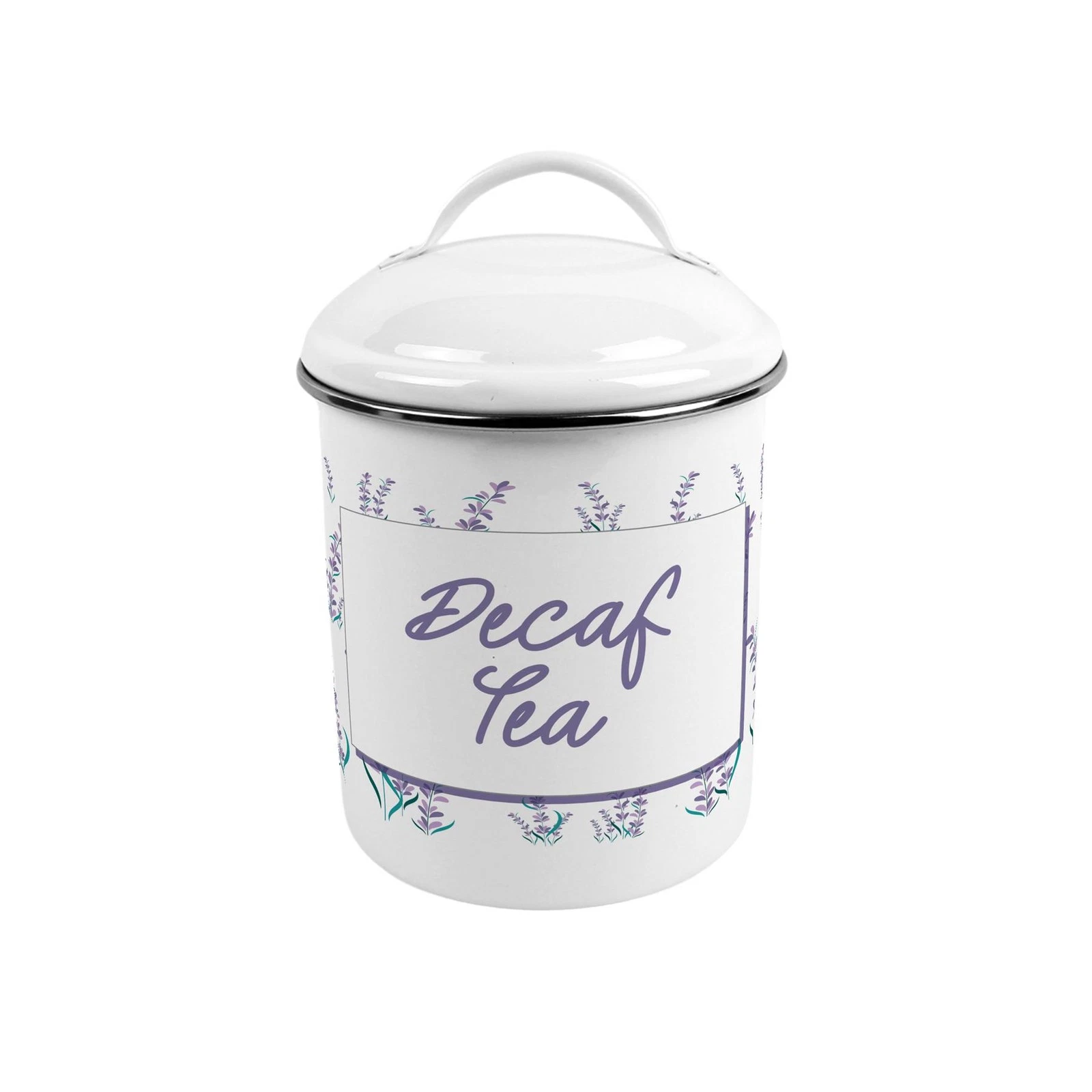 Lavender Garden Metal Decaf Tea Canister - Stylish Kitchen Jar/Caddy Gift