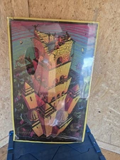Vintage M.C Escher Victory Tower Black Light Poster SEALED