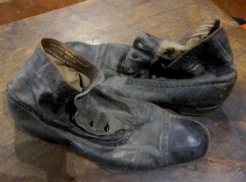 PAIR OF SHOES with license plates 24th hunters (I think II empire)
