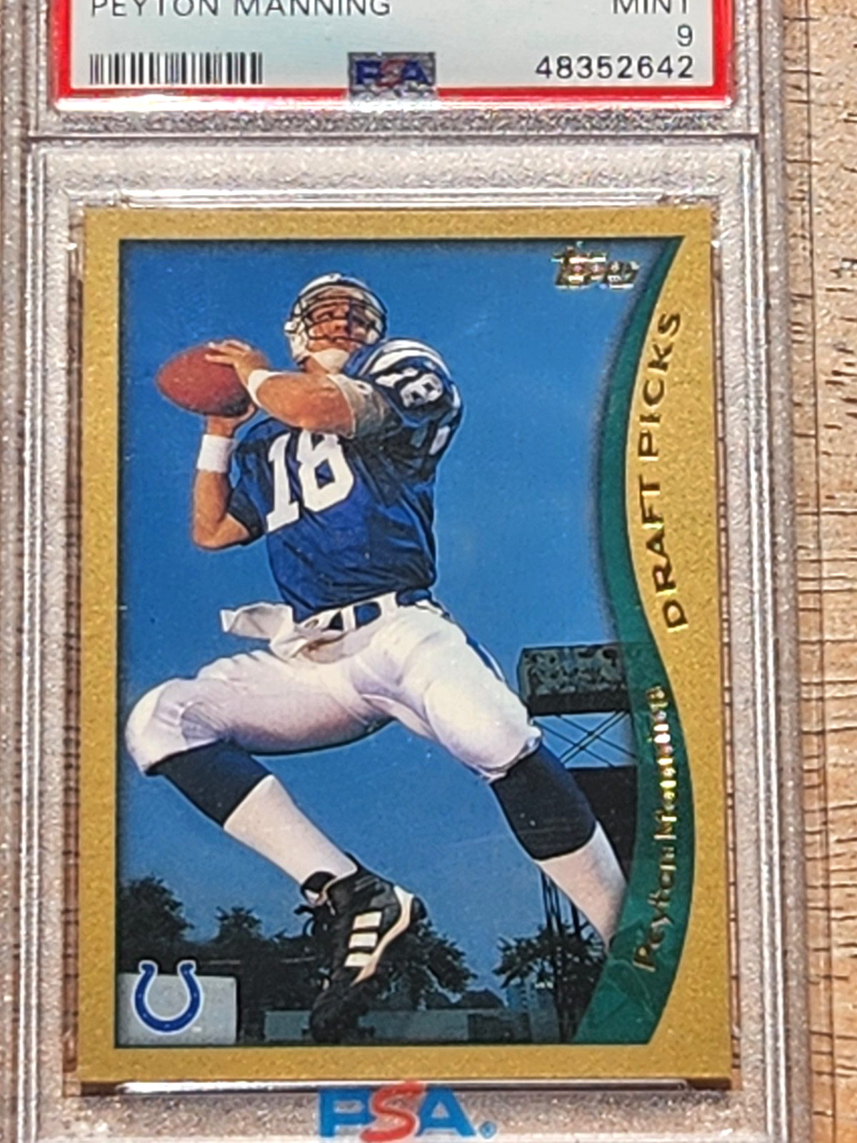 1998 Topps Peyton Manning #360 (RC) - PSA 9 MINT π₯π₯π₯ - Indianapolis Colts view 3