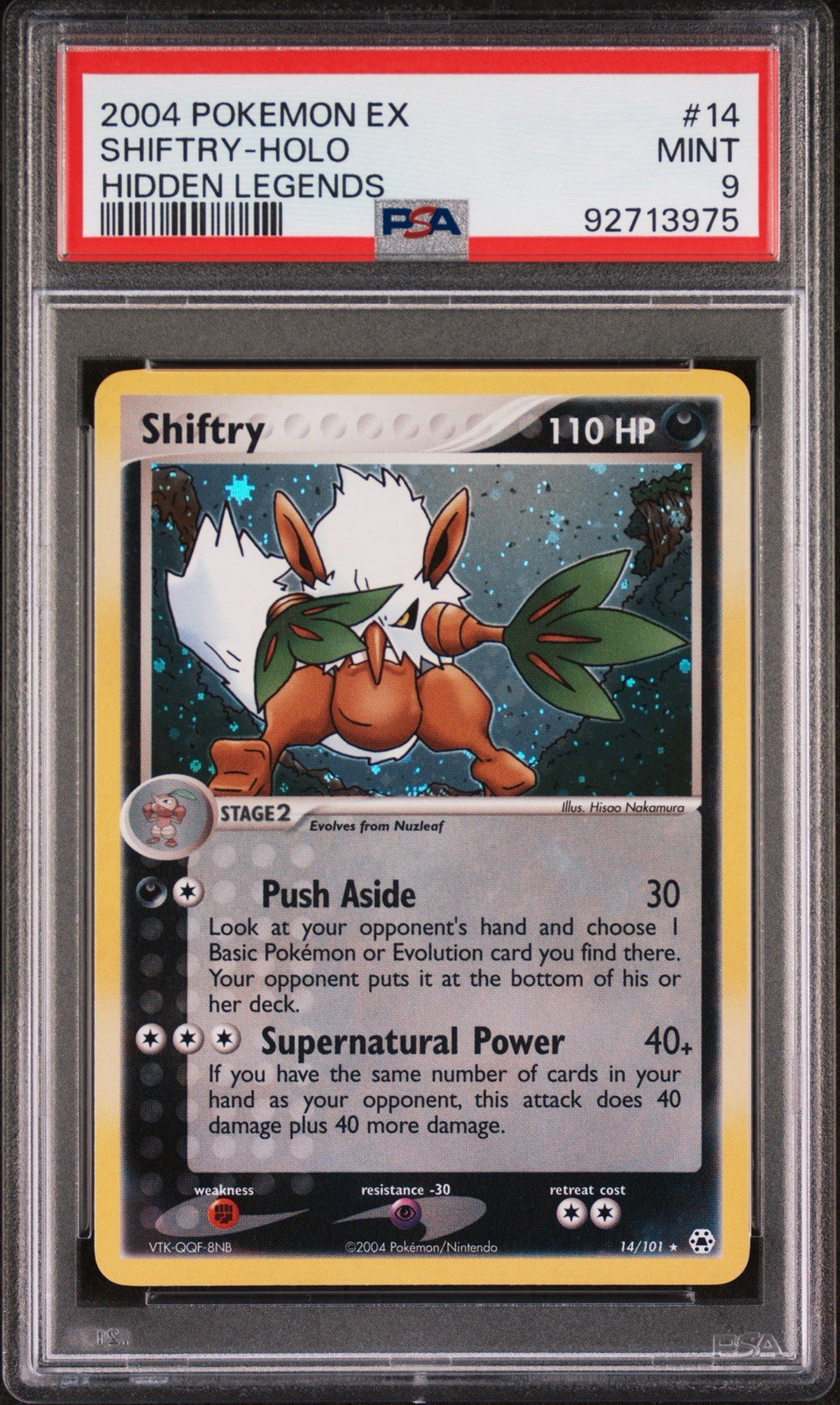 Pokemon Shiftry EX Hidden Legends Holo Rare #14 PSA 9 Mint (read)
