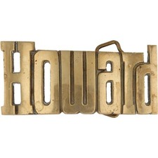 New Brass Howard Howie Name Tag Hippie Western 1980s NOS Vintage Belt Buckle