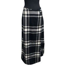 Ralph Ralph Lauren Women 6 Skirt Equestrian Plaid Wrap Maxi Wool Vintage 90s EUC