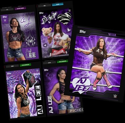 DIGITAL 2025 TOPPS WWE SLAM ASCENDANCY AJ LEE PURPLE ICONIC/SR/RARE/2xUC 5 CARD