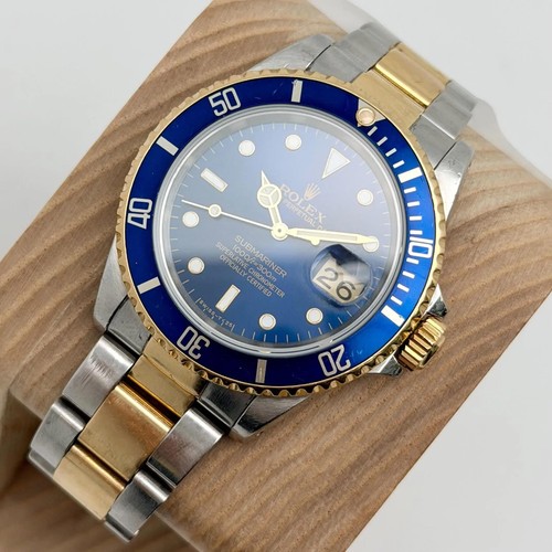 Rolex Submariner 40mm 16613 18k Gold Steel Blue Dial Automatic Mens Watch
