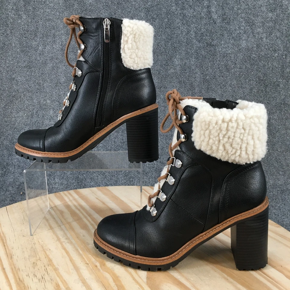 Nine West ботинки женщин 8 М Penni искусственного меха отделки шнурует вверх молнии каблуки ботинок черный - Изображение 2 из 4
