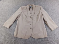 Kasper 18W Womens Jacket Beige Polyester Lined 4 Button