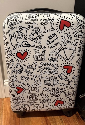 Keith Haring Hardcase Suitcase White Cartoon Pattern Spinner Wheels