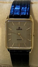 Vintage LORUS Watch Y131-5230 Brown croc embossed strap 9 inches NEW BATTERY
