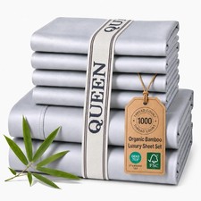 Rayon derived from Bamboo 1000 Thread Count Queen Sheet Set, 6 Piece Set, Soft