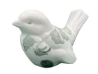 Fenton Glass Bird Milk Glass with Blue Decoration Hand Painted / Signed J. Grove
