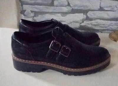 Graceland Ladies Black Buckle Slip On Flats Shoes Size (EU 39