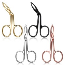 4 Pieces Eyebrow Tweezers Scissor Handle Flat Straight Tip Brow Scissors Remo...