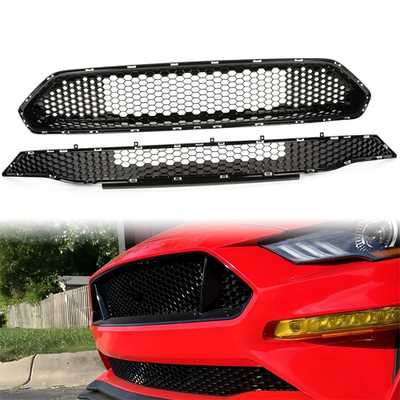 For 2018-2022 Ford Mustang Front Upper Grille + Lower Mesh Grill