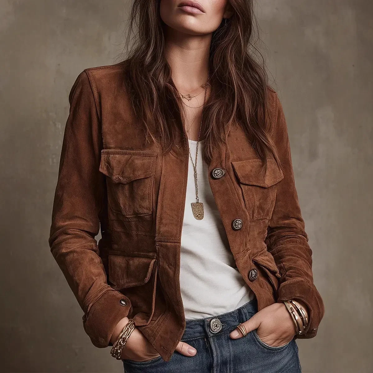 Womens Brown suede Leather Jacket Pure Suede Casual Custom Size XS S M L XL XXL
Opens in a new windo