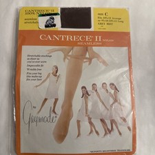 VTG NOS Cantrece II Nylon Thigh-High Hosiery Size C Grey Mist Gaymode JC Penney