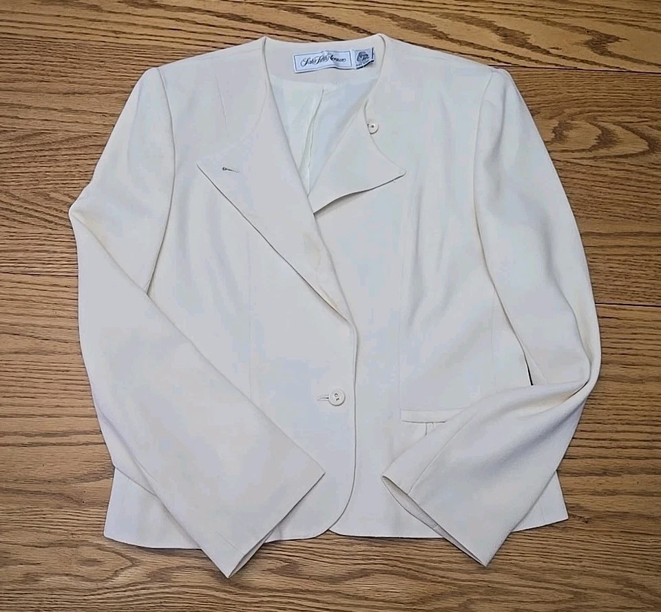 Traje Falda Saks Fifth Avenue De Colección Mujer Talla 14 100% Lana Lino Forrado Hecho en Unión Foto 2 de 4