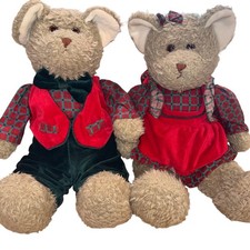 Vintage Holiday Plush Teddy Bear Set Christopher Holly Unisex OS Red Toys R Us