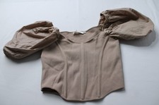 ASTR the Label Women's Cropped Puff Sleeve Knit Corset Top LB3 Taupe Large