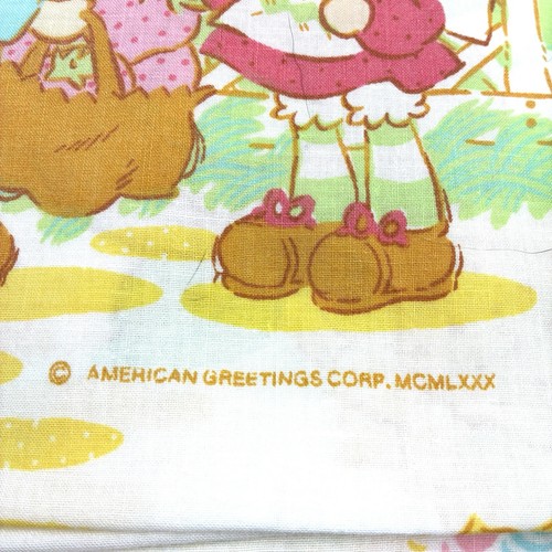 VTG 80s STRAWBERRY SHORTCAKE Twin Sheet Set Flat Fitted & Case American Greeting - Picture 8 of 13