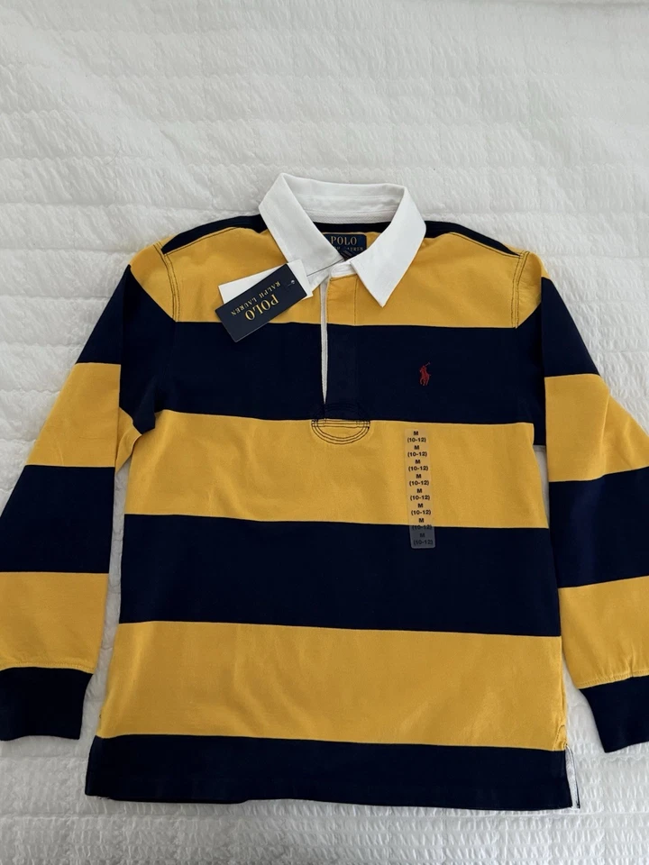 Polo Ralph Lauren Niño’s The Iconic Rugby Polo Amarillo Azul Marino Talla Mediana Foto 3 de 4