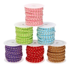 32.8 Yards Colorful Studded Faux Suede Cord Rope Each 5 Meter 5mm Golden Rivets