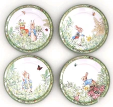 Pottery Barn 8 PC Peter Rabbit Plates 4 Dinner & 4 Salad Plates NIB Easter Bunny