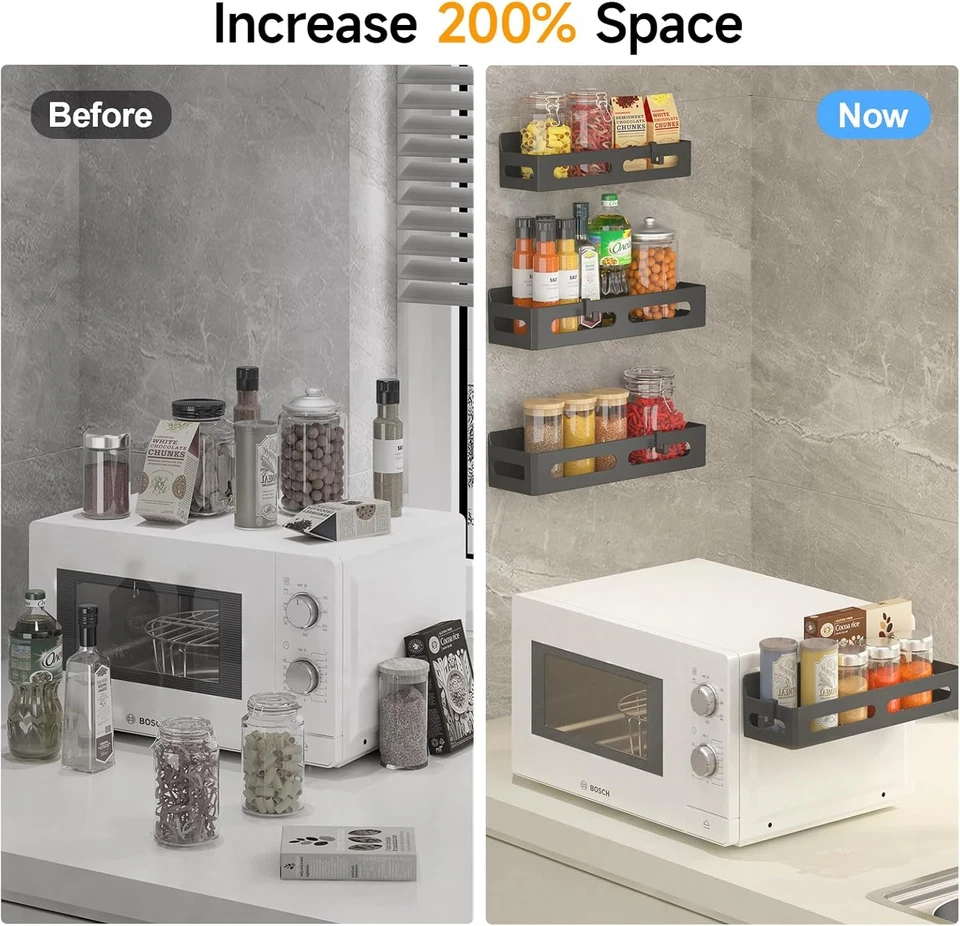 Paquete de 4 estantes magnéticos para refrigerador organizador estante móvil refrigerador Foto 2 de 3