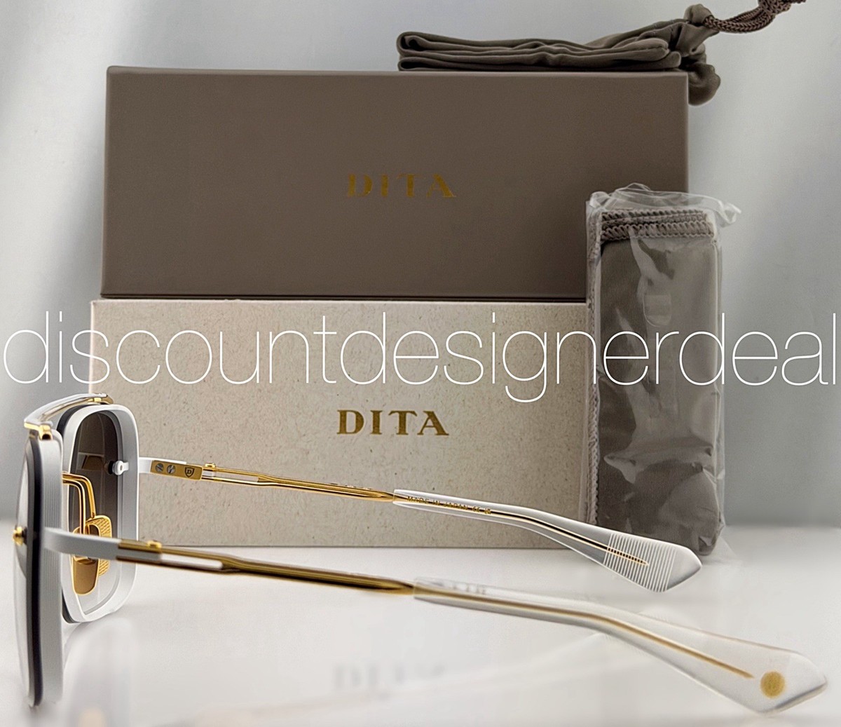 DITA Mach-Six Sunglasses Yellow Gold Matte White Gray Gradient