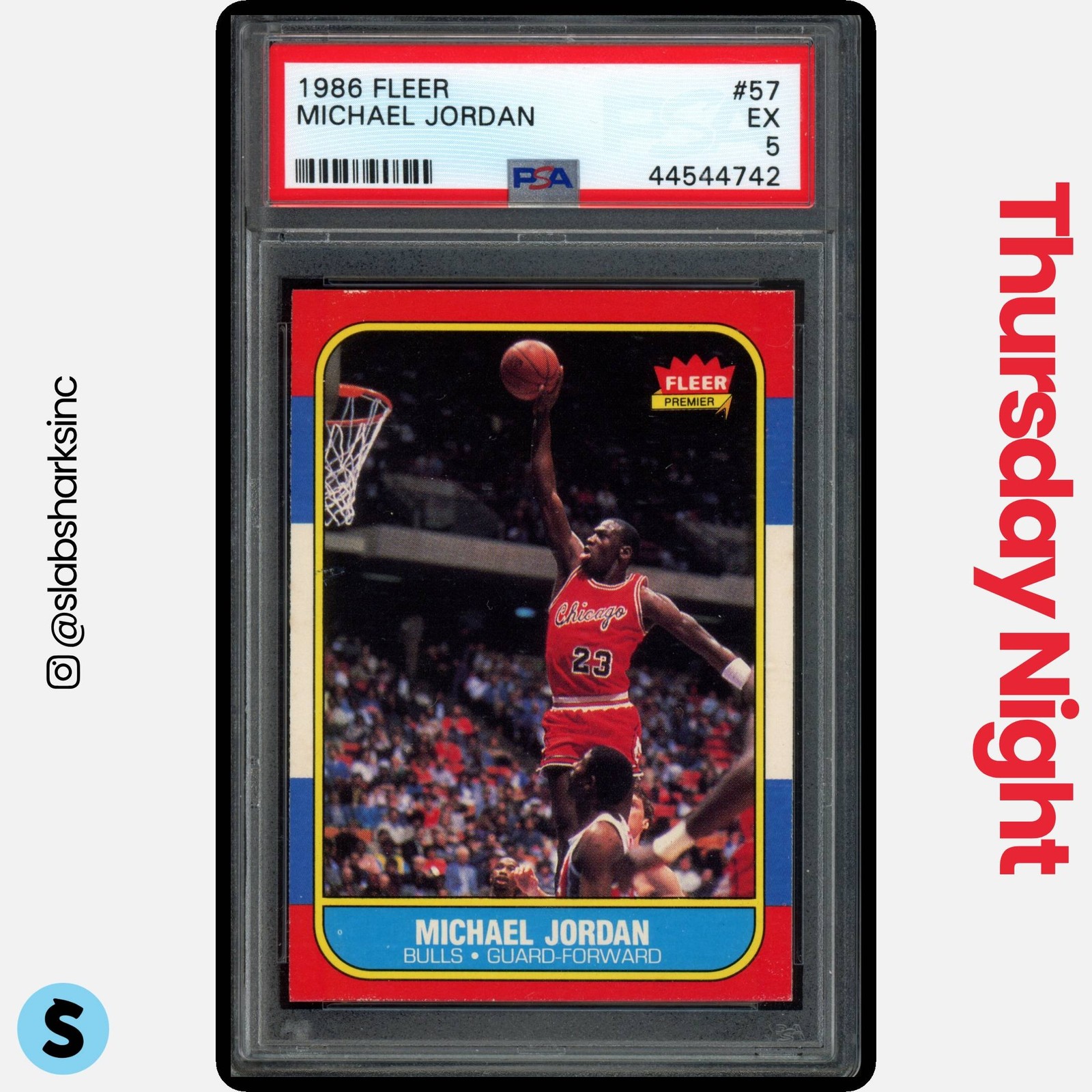 1986 FLEER #57 MICHAEL JORDAN RC ROOKIE PSA 5