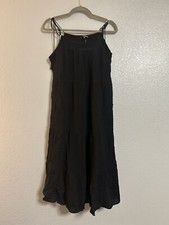 Women’s black Spaghetti Strap Shoulders tie Lined midi dress size small