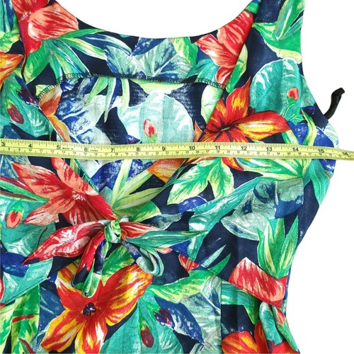 Vintage Hawaiian Be Smart Dress Maxi Womens 2 Aloha Floral Tulip Tie Usa Rayon - Picture 9 of 12