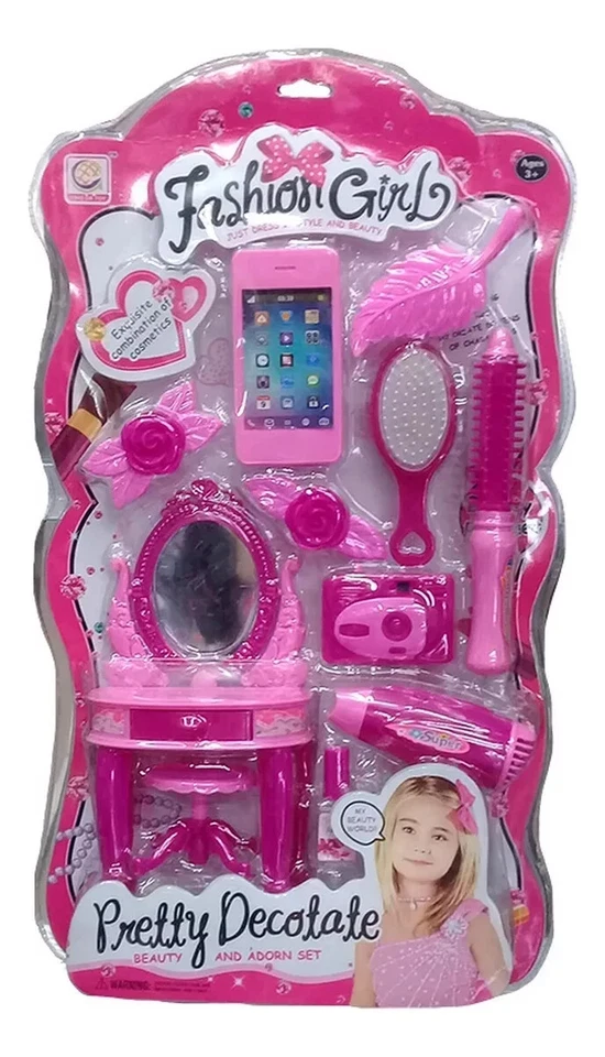 Conjuntos de modelagem de cabelo Pretend crianças meninas brincam secador de cabelo brinquedo salão de beleza kits de maquiagem - Imagem 2 de 2