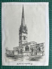 1856 Antique Print; King's Sutton Church, Northamptonshire after John Johnson