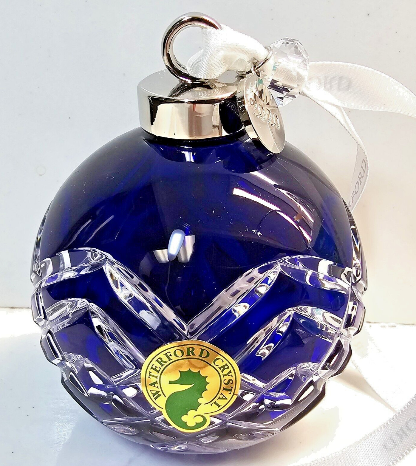 Waterford Christmas Bauble Cut Blue Sapphire ornament 2020 Boxed #1055104