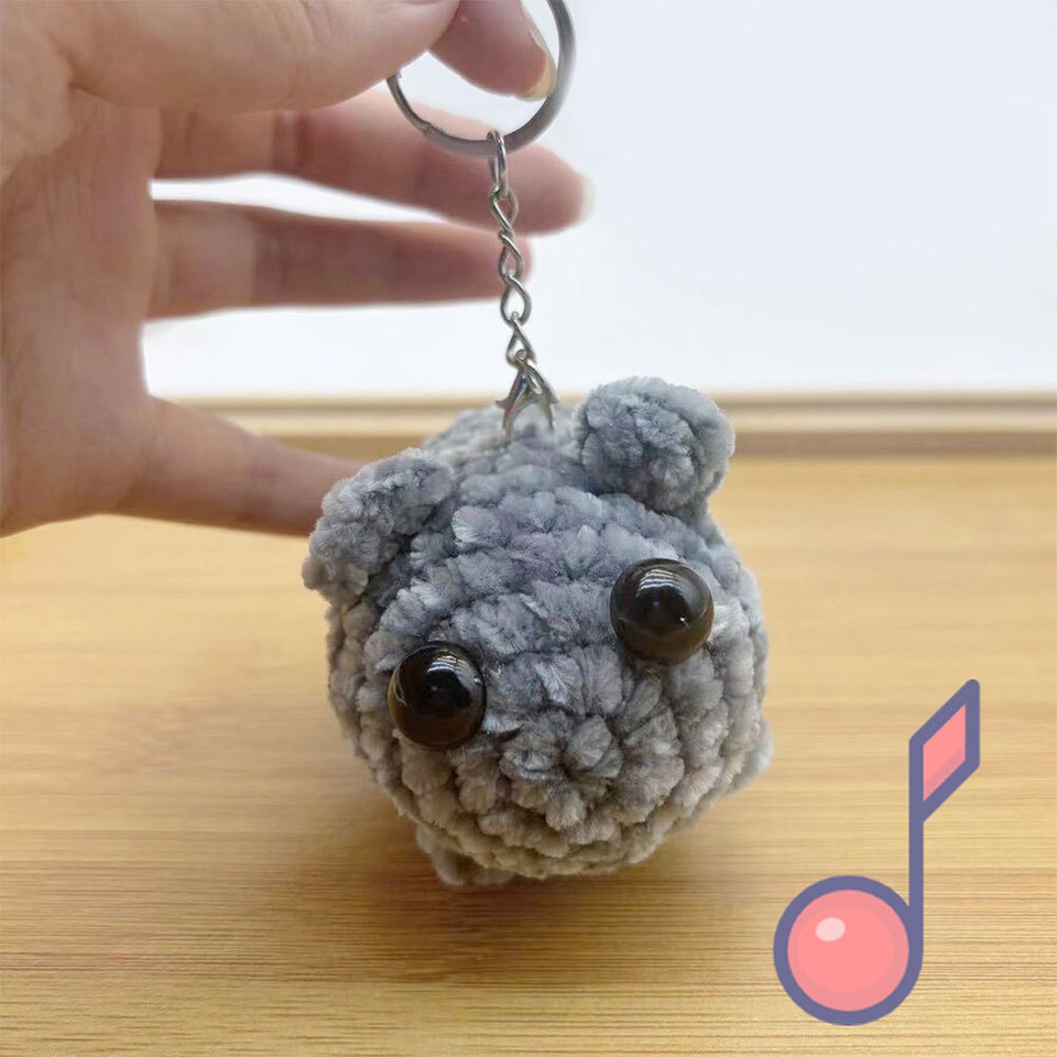 Crochet plush sad hamster meme key rings for car keys backpack handbag