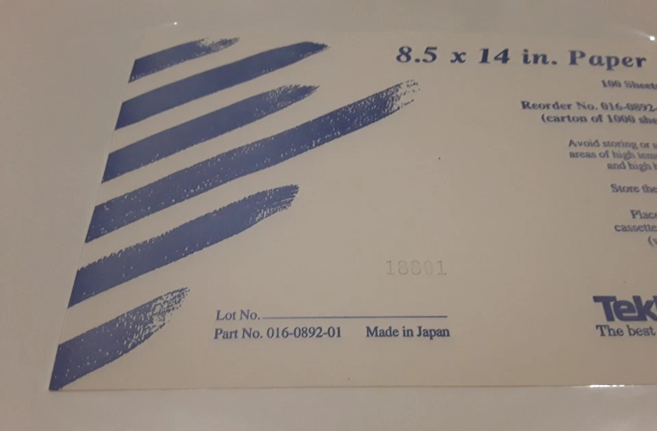 Papel Legal Térmico Láser Tektronix 100 Hojas 8.5 x 14" 016-0892-00 TOTALMENTE NUEVO Foto 3 de 4