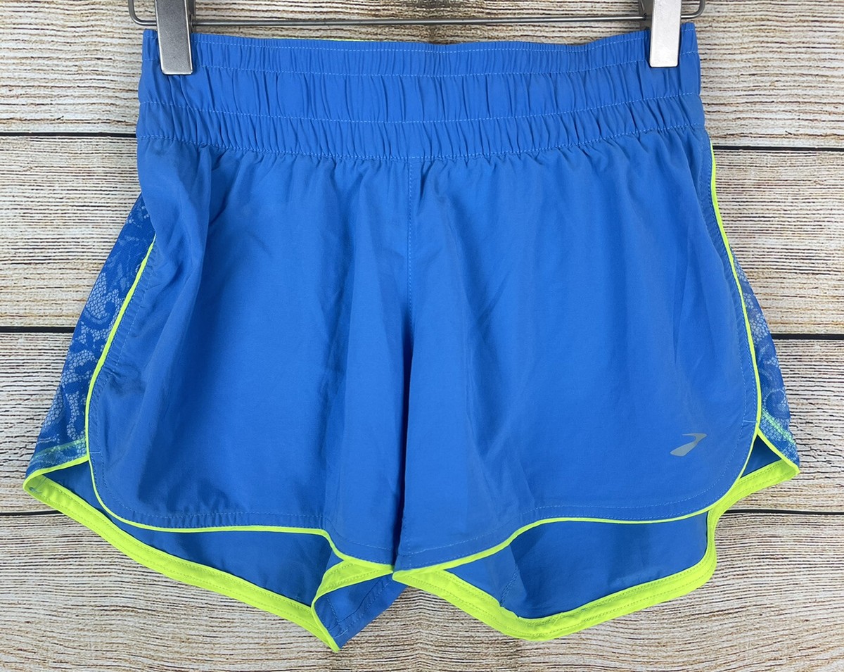 BROOKS Women's Size Small Blue Running Shorts Athletic Lined Shorts Laced  Sides