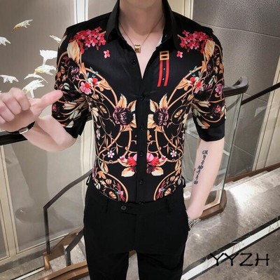 Korean Fashion Mens Smart Floral 