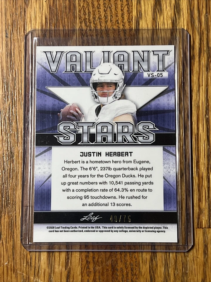 2020 Justin Herbert Rookie Leaf Best of Sports Stars GREEN 49/75 CHARGERS RARE🔥 - Image 2 of 2