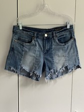 BLANKNYC The Essex Paneled Distressed Cutoff Womens Jean Shorts 29 Grunge Boho
