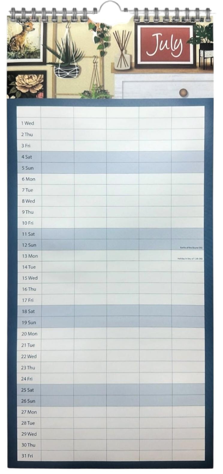 2026 Family Organiser 5Columns Calendar Planner Month to View Long Wall ...