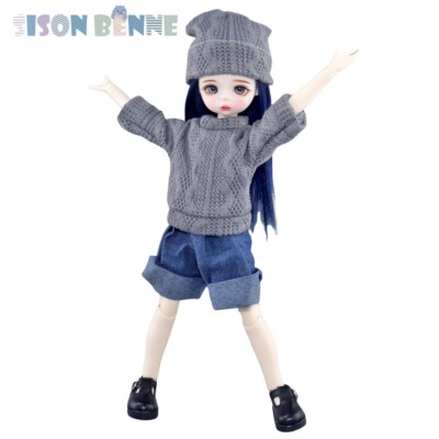 30cm beautiful BJD doll + hand makeup + replaceable blue eyes + hat