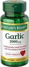 2 PACK Nature's Bounty Garlic 2000mg Blood Pressure Supplement 120 Tablets