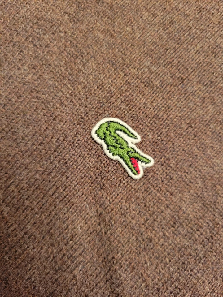 Suéter Lacoste Cuello en V Hombres 6 XL XLarge Marrón Preppy Pullover Dinero Trabajo Golf Foto 3 de 4