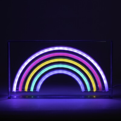 Regenbogen Neon LED Licht Acryl Rahmen Stimmungsvoll Nachtlicht USB Deko Zimmer