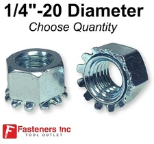 1/4"-20 K Lock Hex Star Lock Nuts Keps Zinc Plated COARSE Kep External Tooth