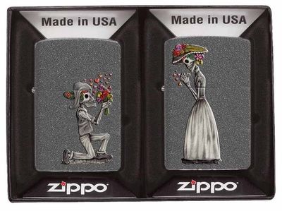 Zippo 28987 Day Of The Dead Skeleton Love, 2 Piece Lighter Set